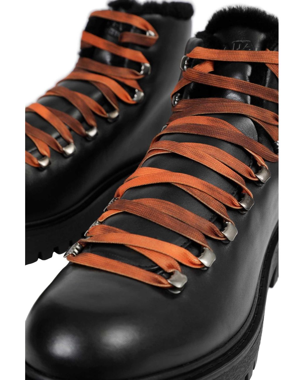 Prada Black Lace-Up Ankle Boots for men