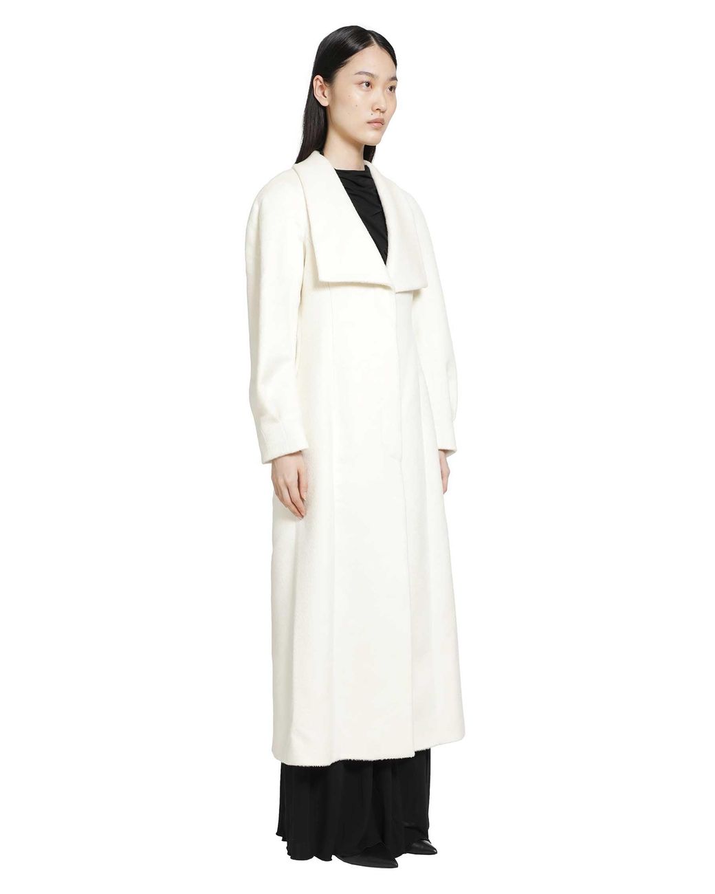RETORI White Hourglass Brushed Llama Wool Coat