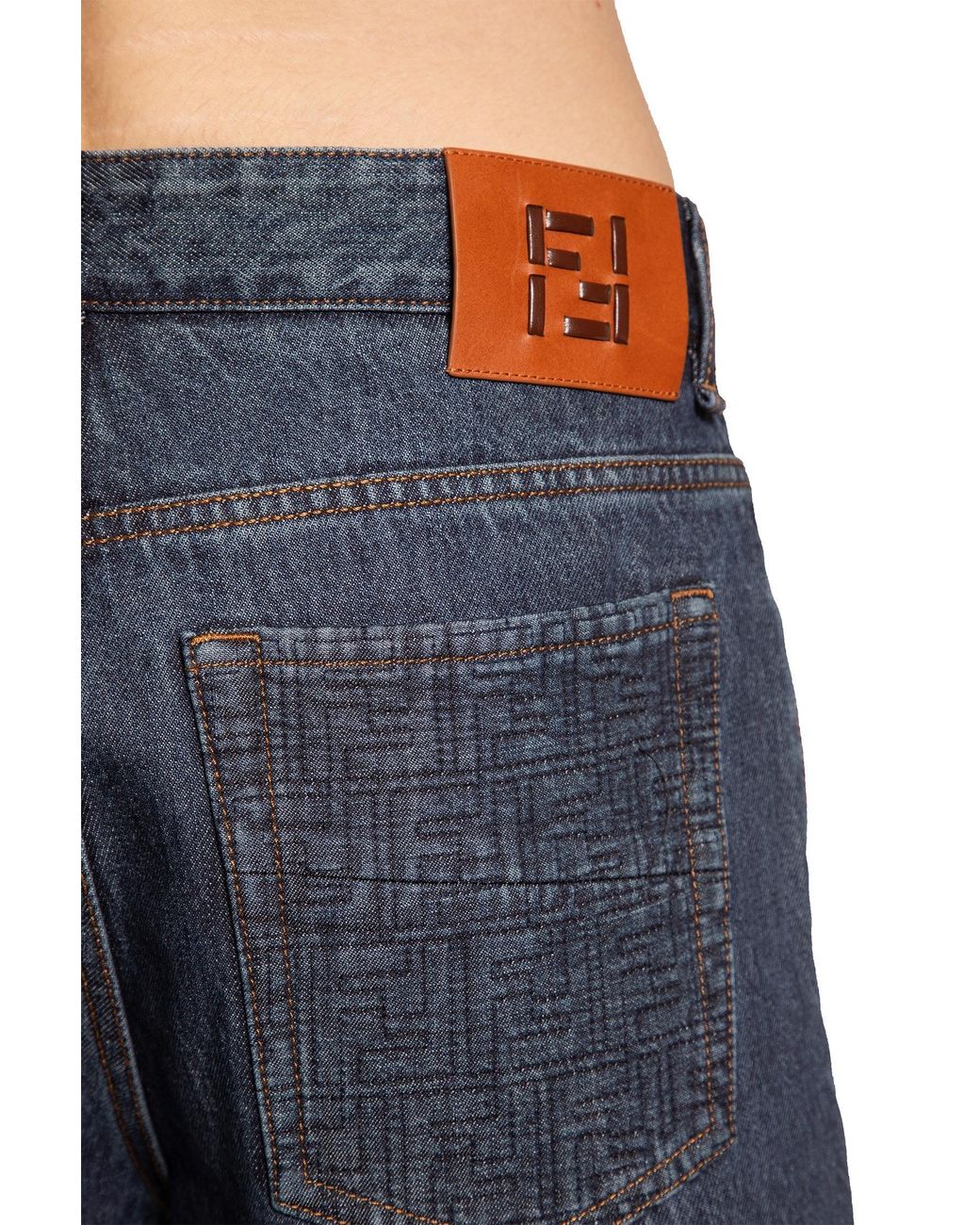 Fendi Blue 5 Pocket Straight Jeans for men