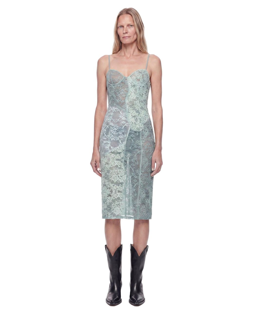Acne Blue Lace Midi Slip Dress