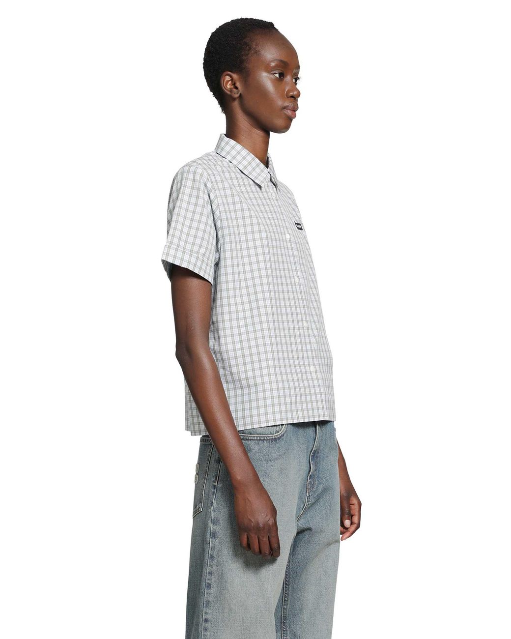Miu Miu Gray Checked Poplin Shirt