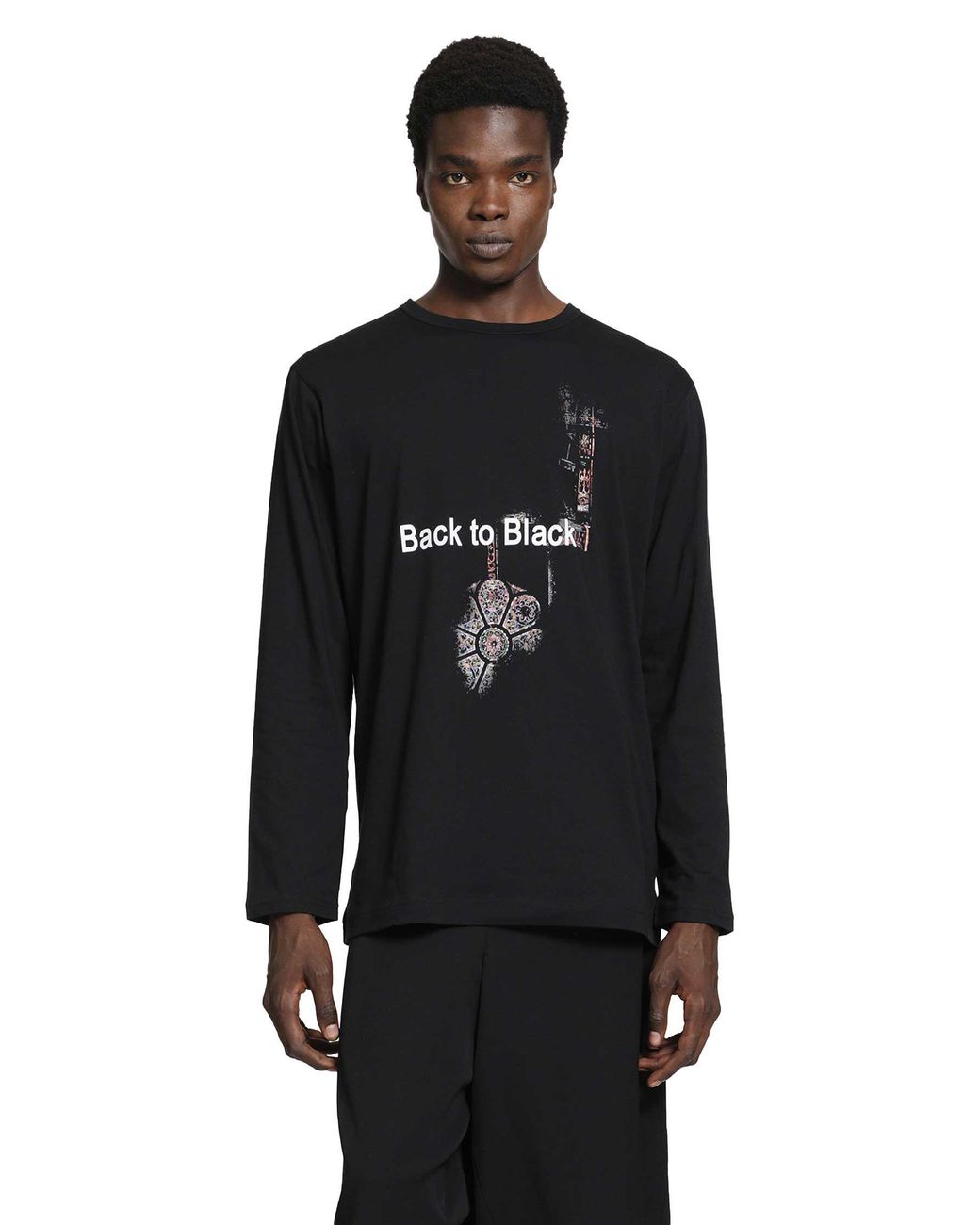 Yohji Yamamoto Black Graphic Long Sleeve T-Shirt for men