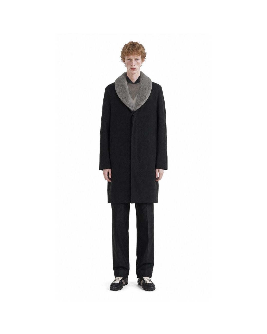 Maison Margiela Black Shearling Collar Coat for men