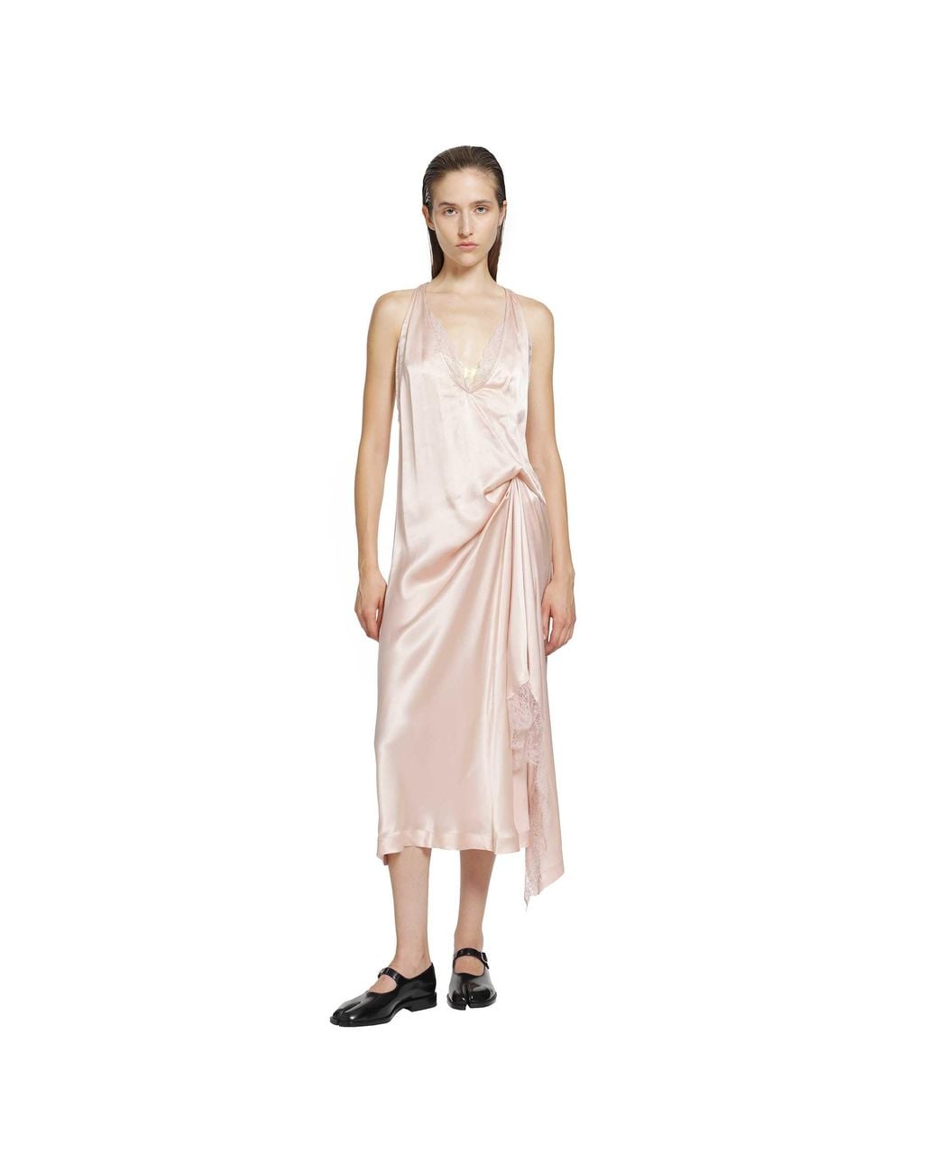 Maison Margiela Pink Silk Slip Midi Dress