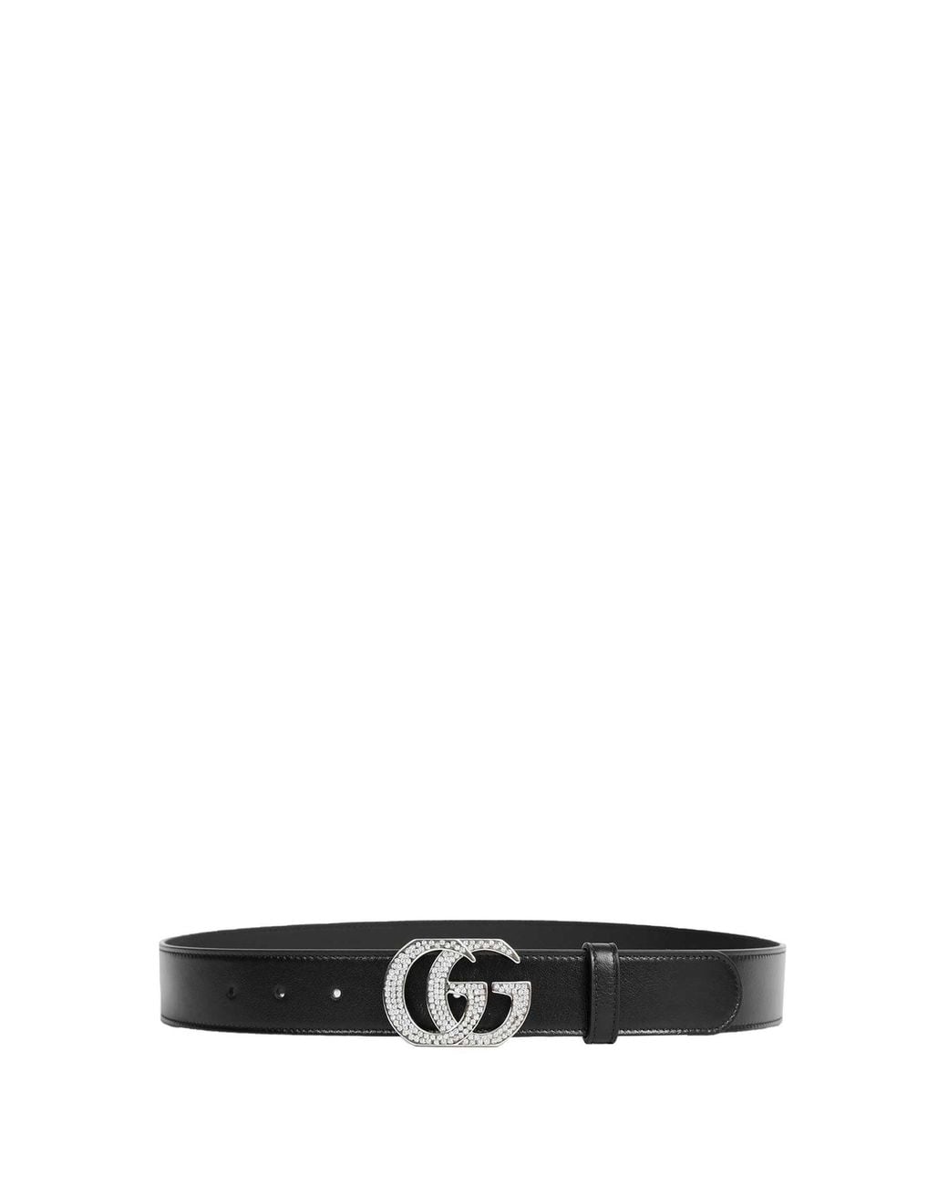 Gucci Black Gg Marmont Belt With Crystals