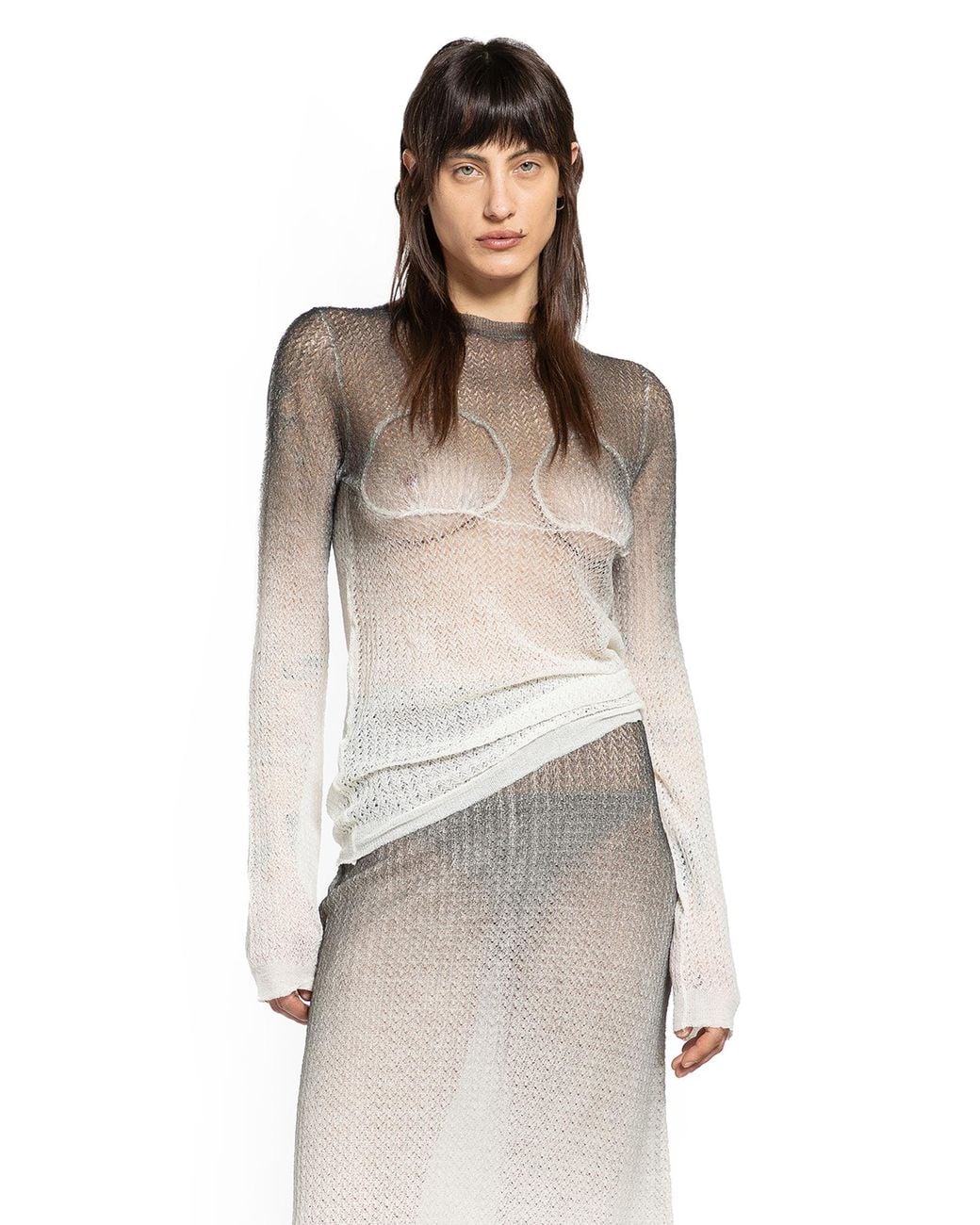 Maison Margiela Gray Sheer Knit Top