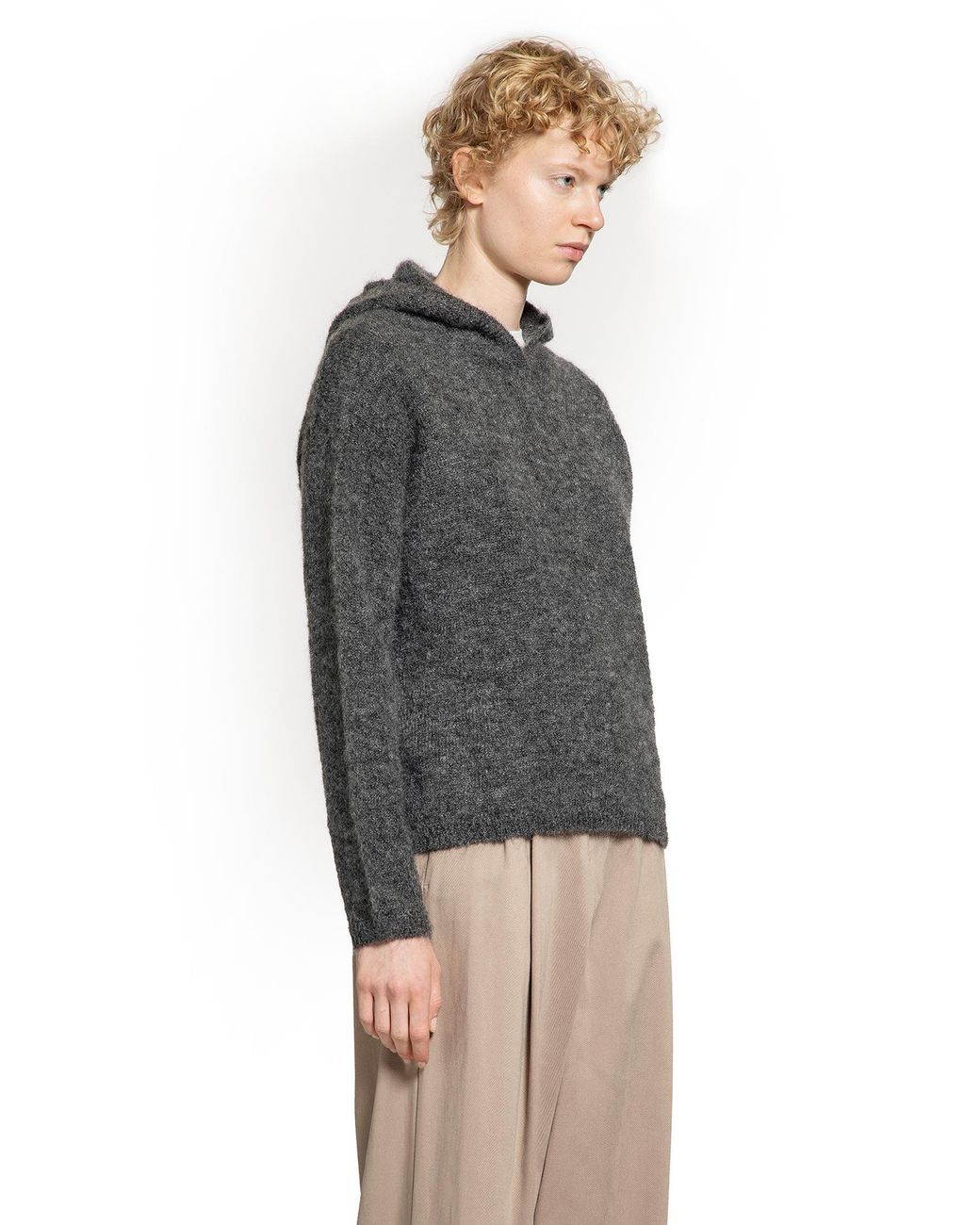 Max Mara Gray Current Mohair Knit Hoodie Sweater