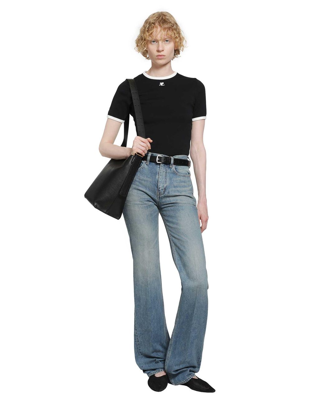 Courreges Black Signature Contrast T-Shirt