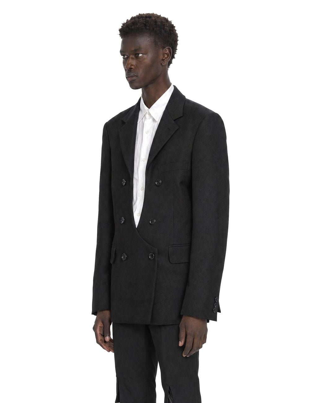 Comme des Garçons Black Double-Breasted Wool Blazer for men