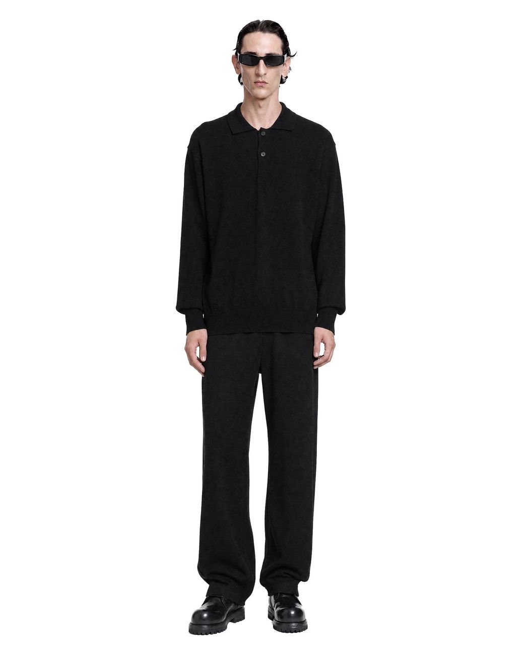 Ssstein Black Fleece Twist Pants for men