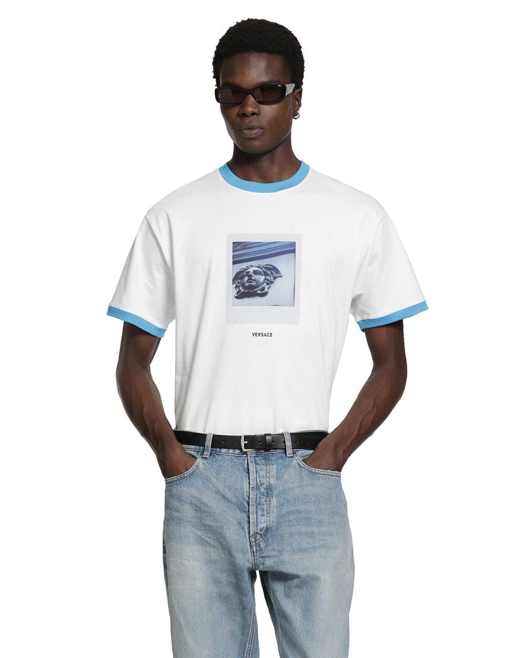 Versace White Printed Cotton Jersey Regular T-Shirt for men