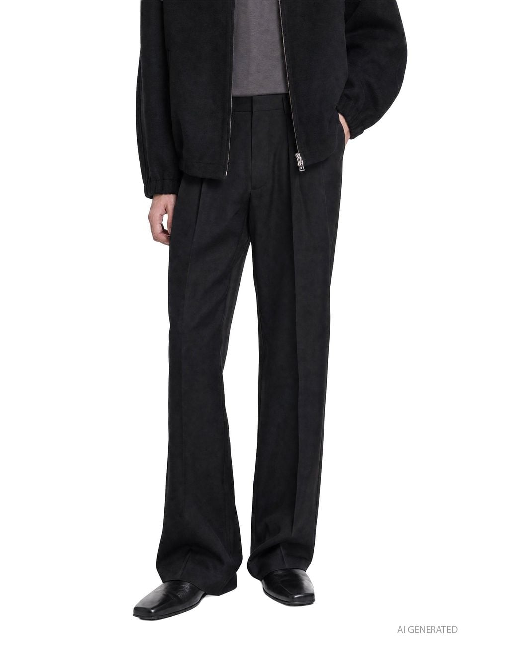Ssstein Black Long Wide Trousers for men