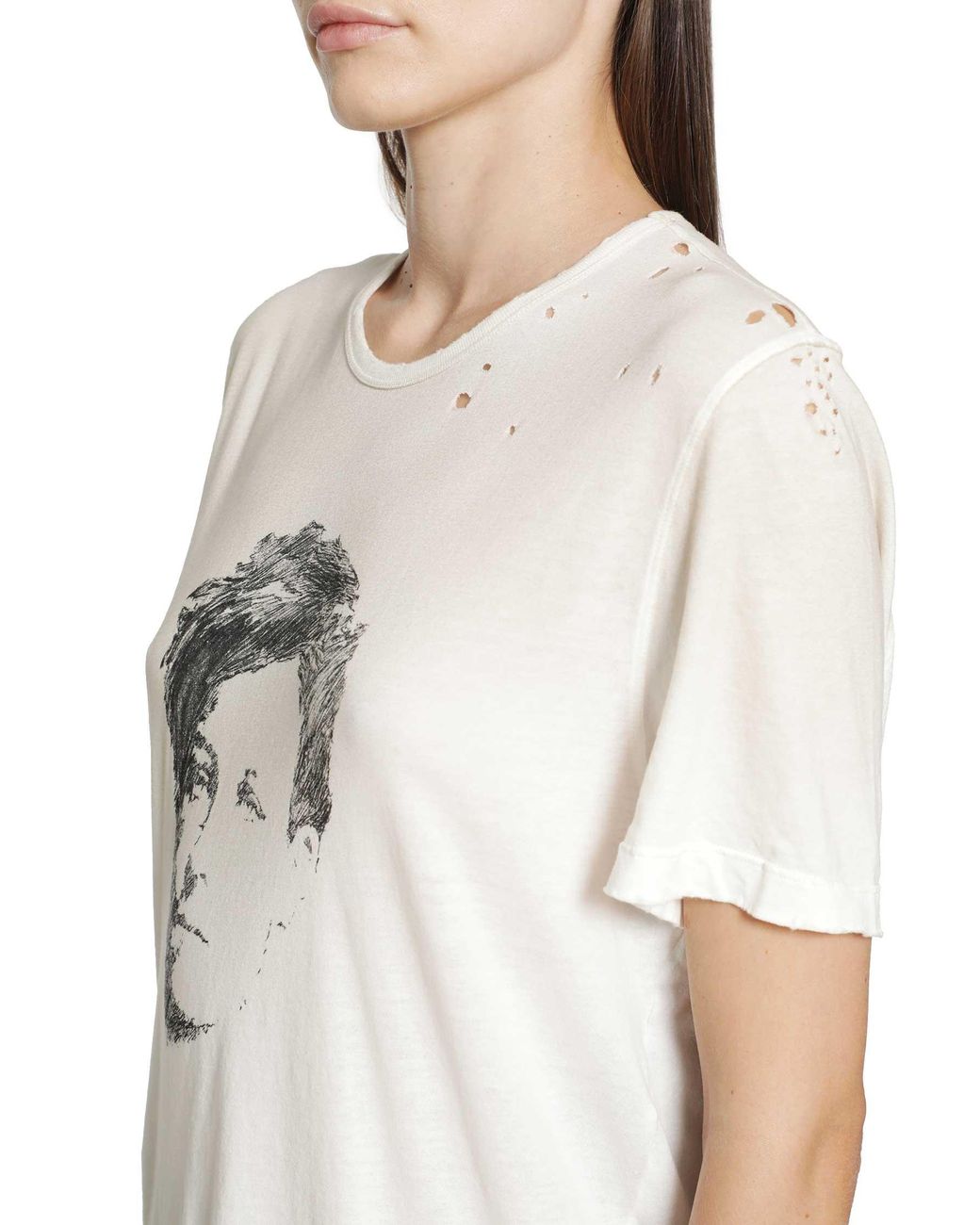 Ann Demeulemeester White Fanie 'Portrait' Standard Fit T-Shirt