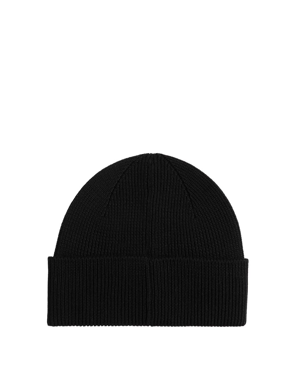 C P Company Black Extrafine Merino Wool Beanie for men