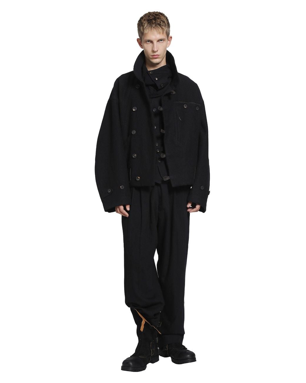 Ziggy Chen Black Asymmetric 'Hidden Arc' Jacket for men