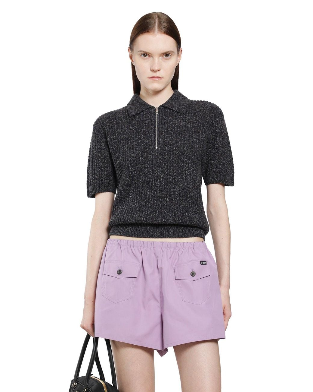 Prada Black Wool Cashmere Knit Polo