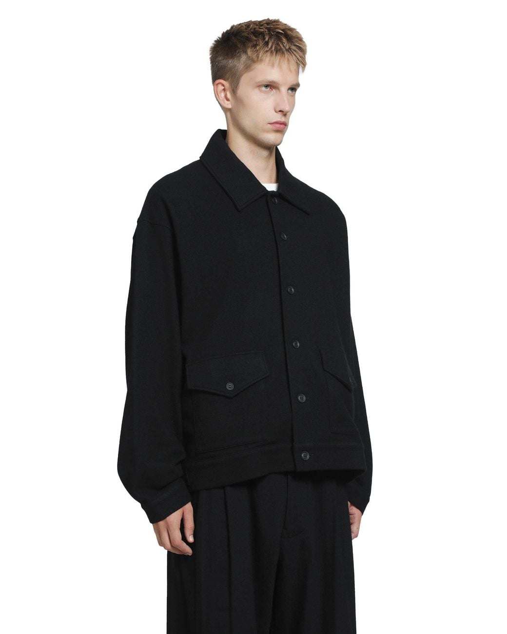 Yohji Yamamoto Black Stand Collar Blouson for men