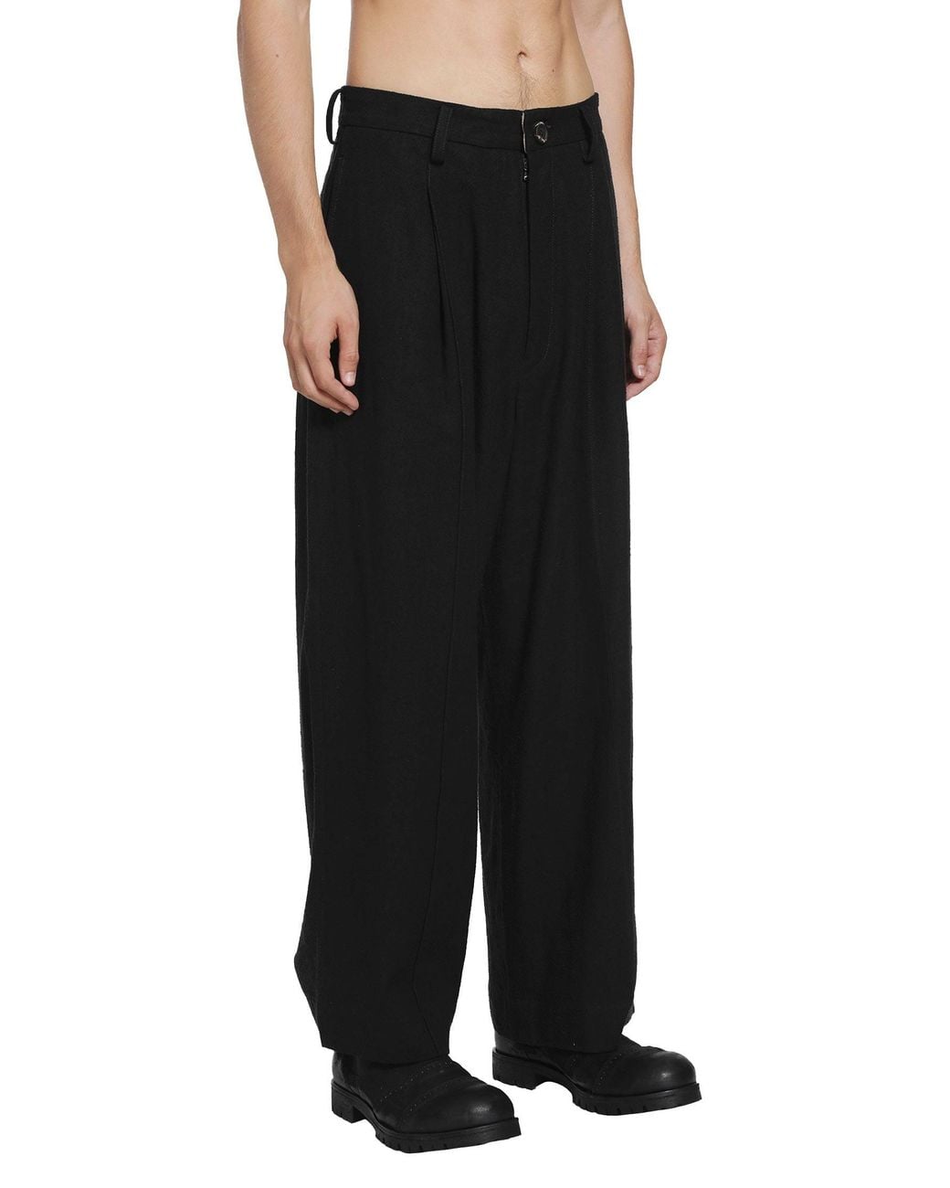 Ziggy Chen Black Pleated Straight Leg Trousers for men