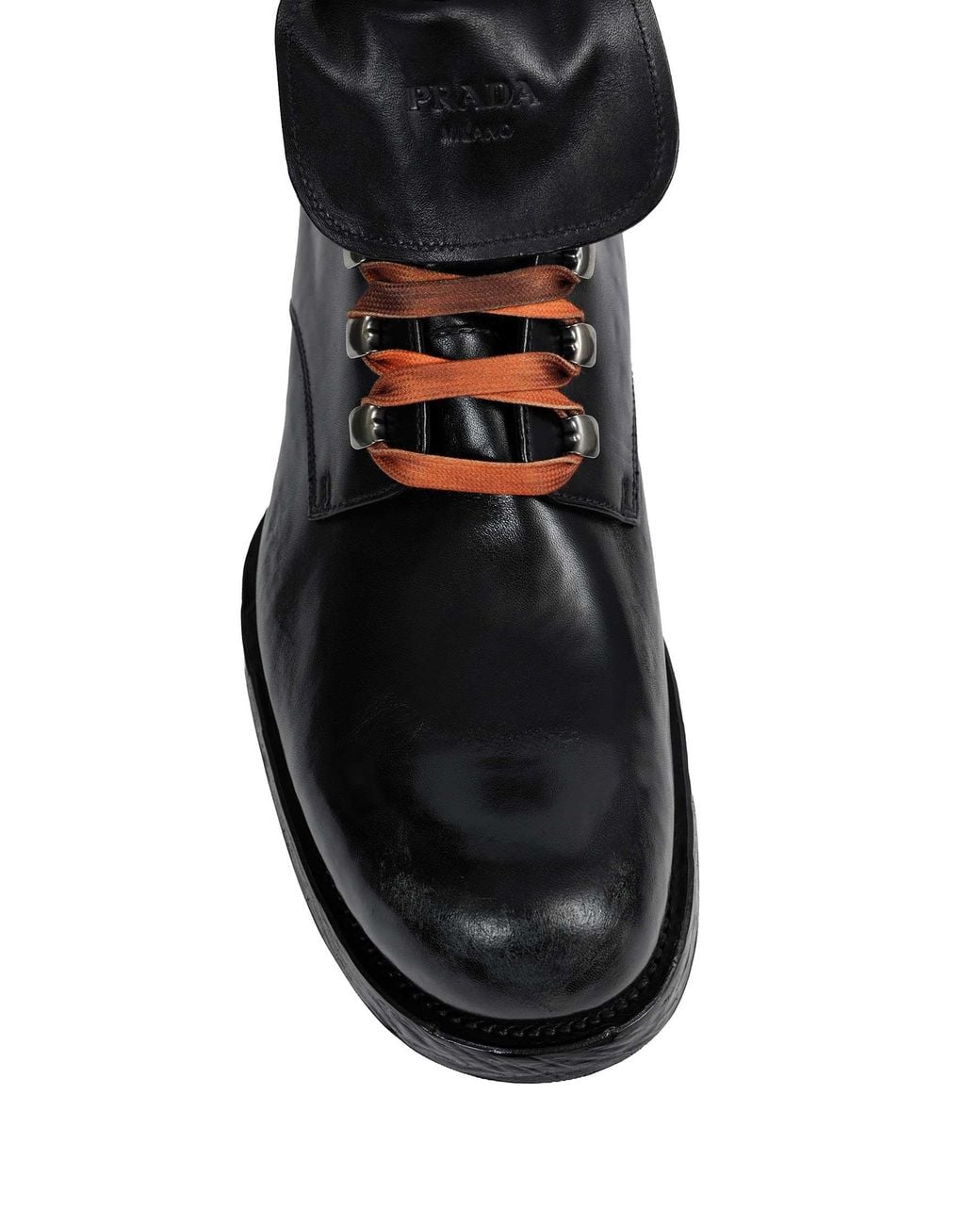 Prada Black Leather Laced Booties for men