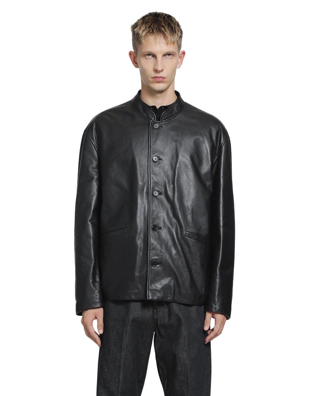 Jil Sander Black Leather Jacket for men