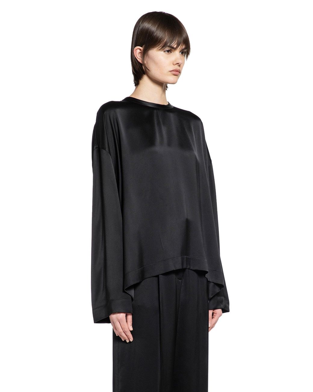 Totême Black Boxy Satin Top