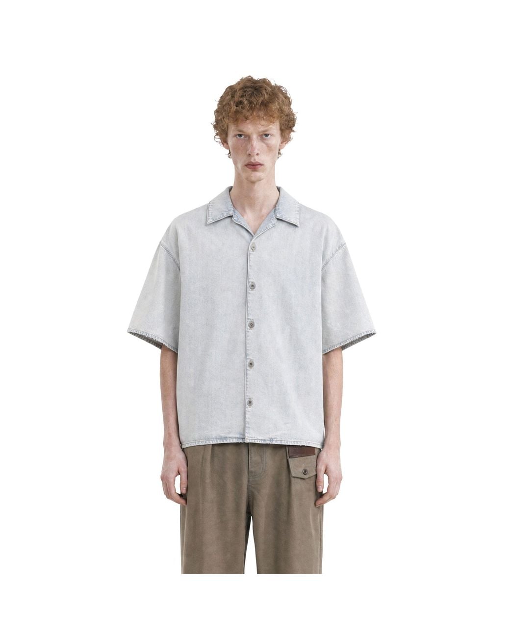 Loewe Gray Anagram Short Sleeve Shirt for men