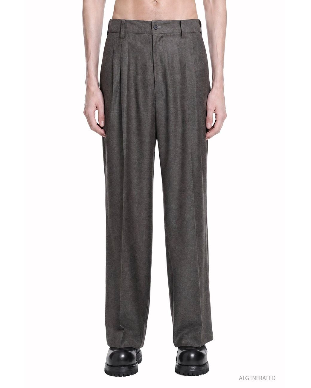 Ssstein Gray Extra Fine Wool Wide Trousers for men