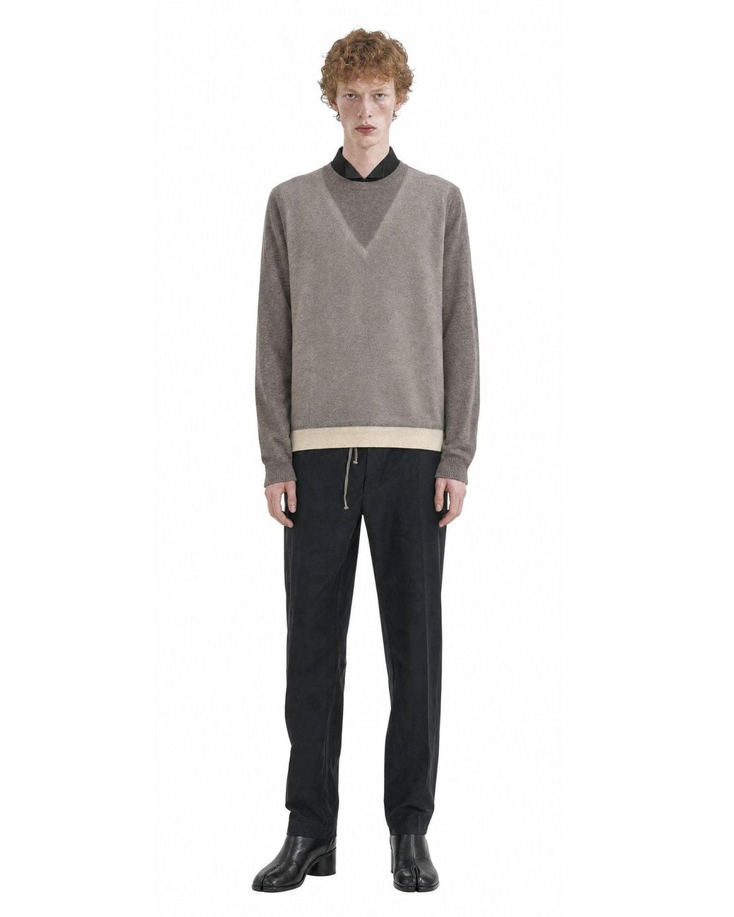 Maison Margiela Black Cotton Nylon Silk Drawstring Trousers for men