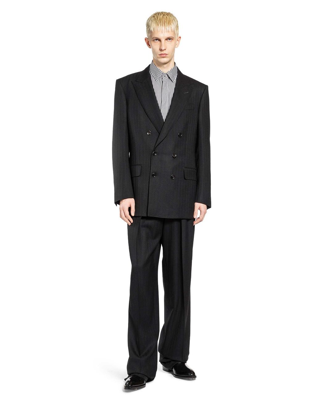Tom Ford Gray Silk Cotton Striped Classic Shirt for men