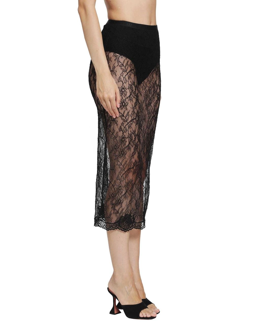 Valentino Black Lace Midi Skirt