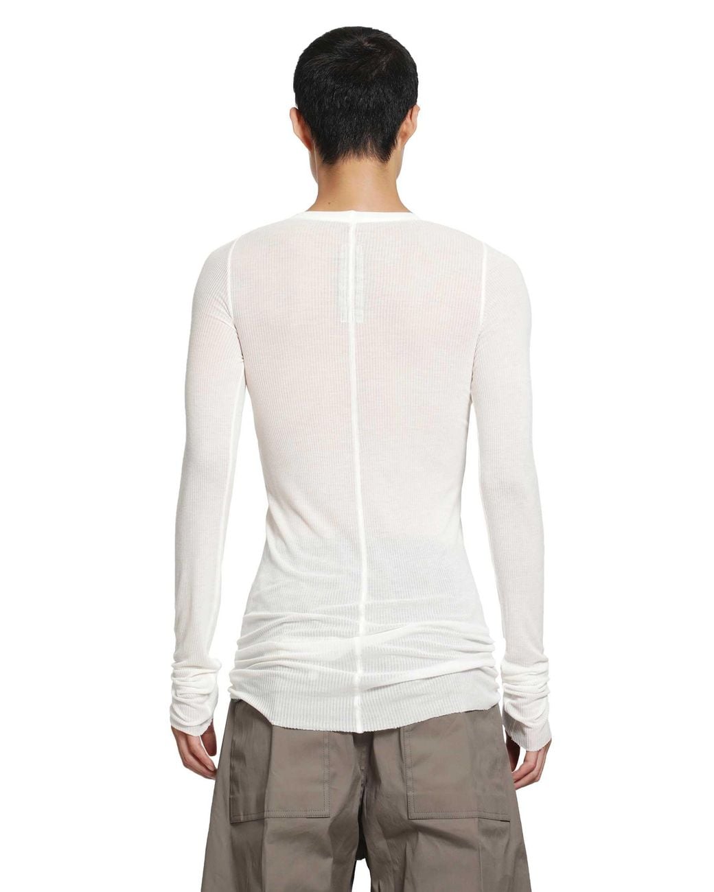 Rick Owens White Tower Rib Ls T for men