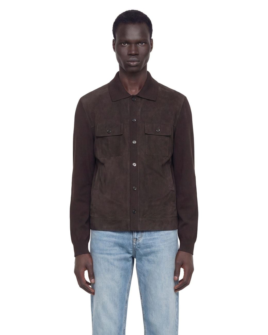 Gucci Red Suede And Silk Cotton Knit Overshirt for men
