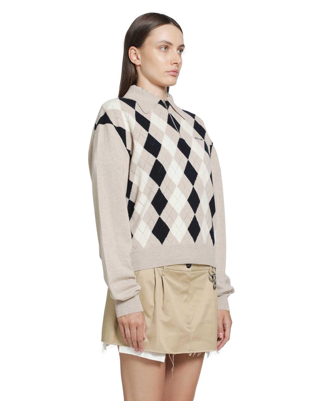 Miu Miu Metallic Cashmere Polo Sweater