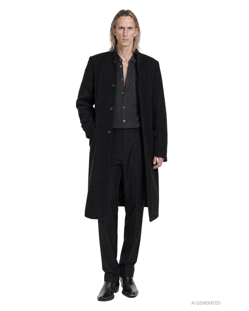 Nicolo' Ceschi Berrini Black Diagonal Double Cashmere Coat for men