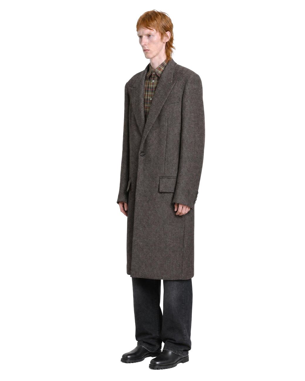 Acne Gray Wool Single-Breasted Coat for men