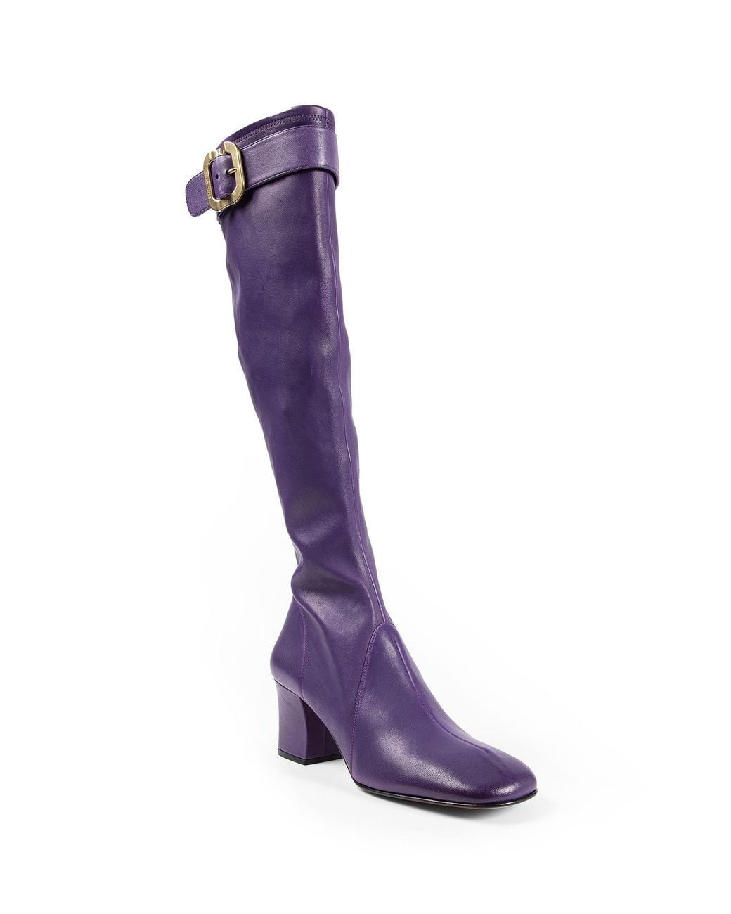 靴 Miu Miu Boots Purple Leather archive Miu Miu Nappa Leather Boots With Buckle in Purple | Lyst UK