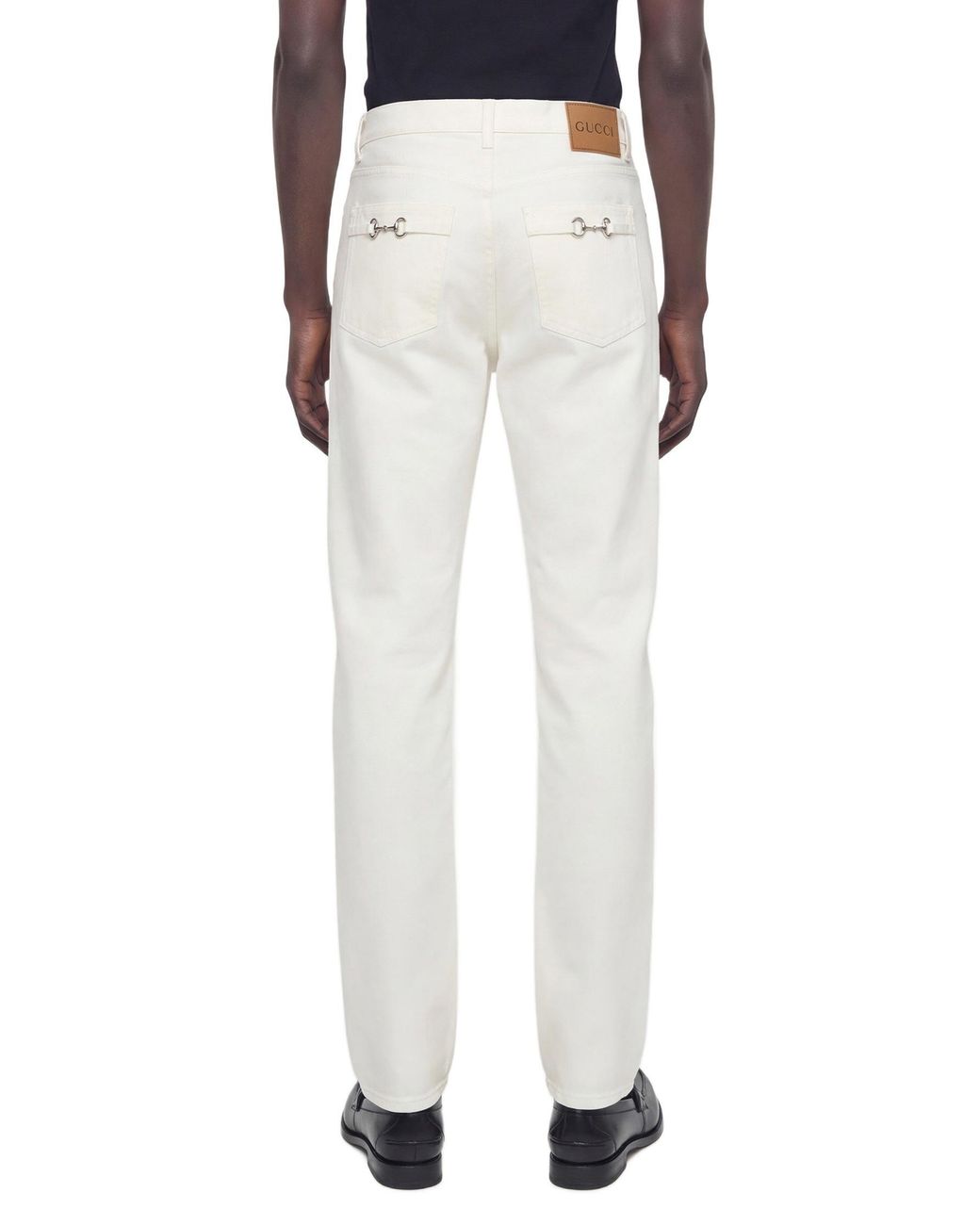 Gucci White 5 Pocket Loose Fit Jeans for men