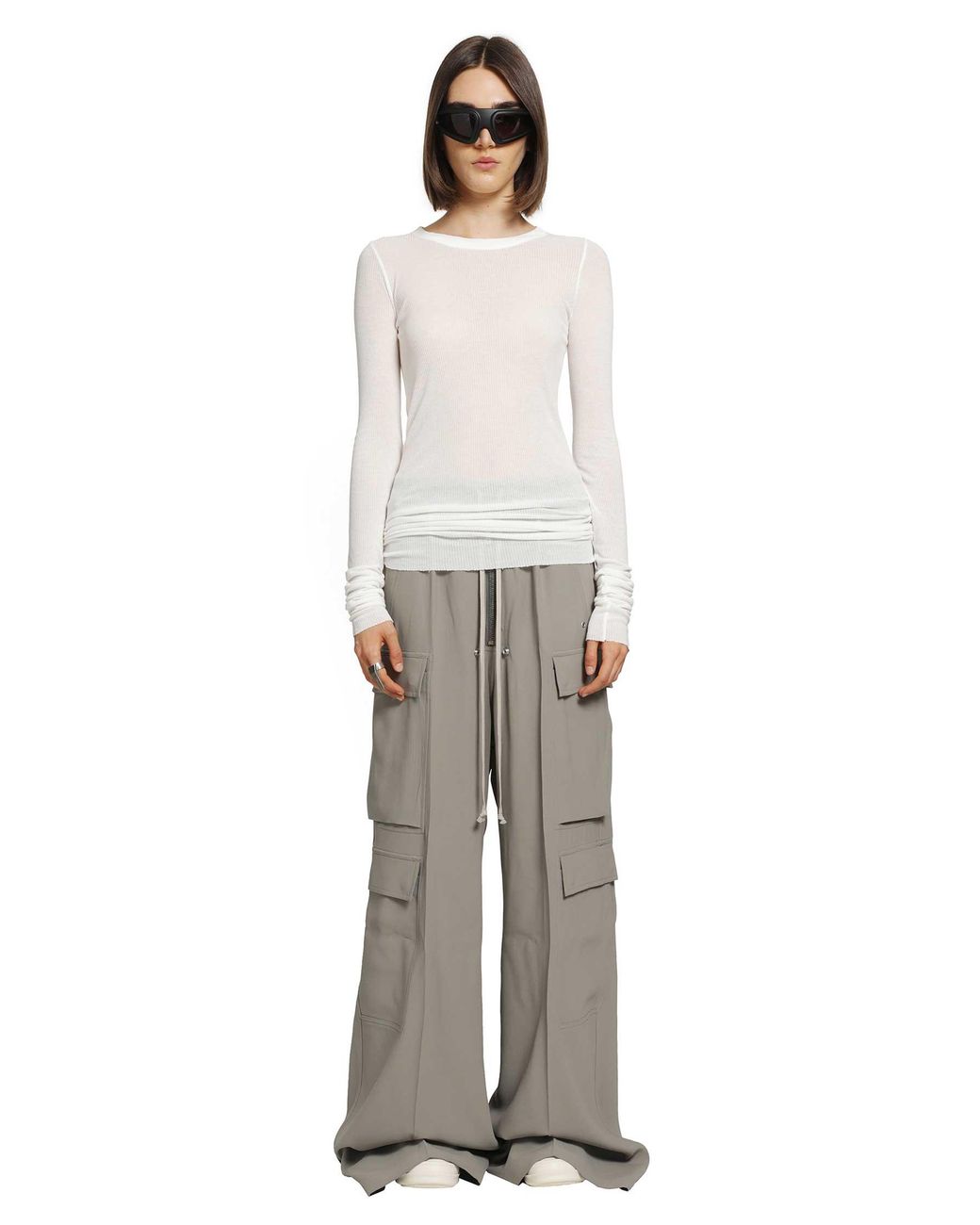 Rick Owens White Tower Rib Ls T