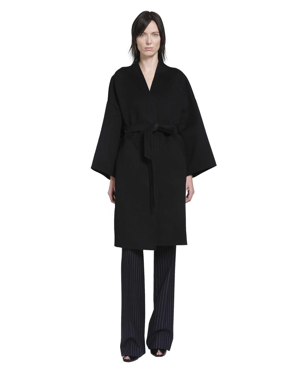 Fendi Black Kimono Double Wool Coat