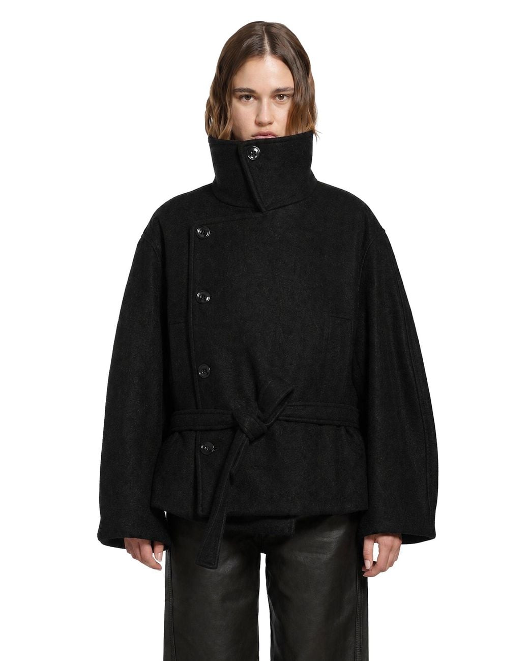 Lemaire Black Short Wrap Coat
