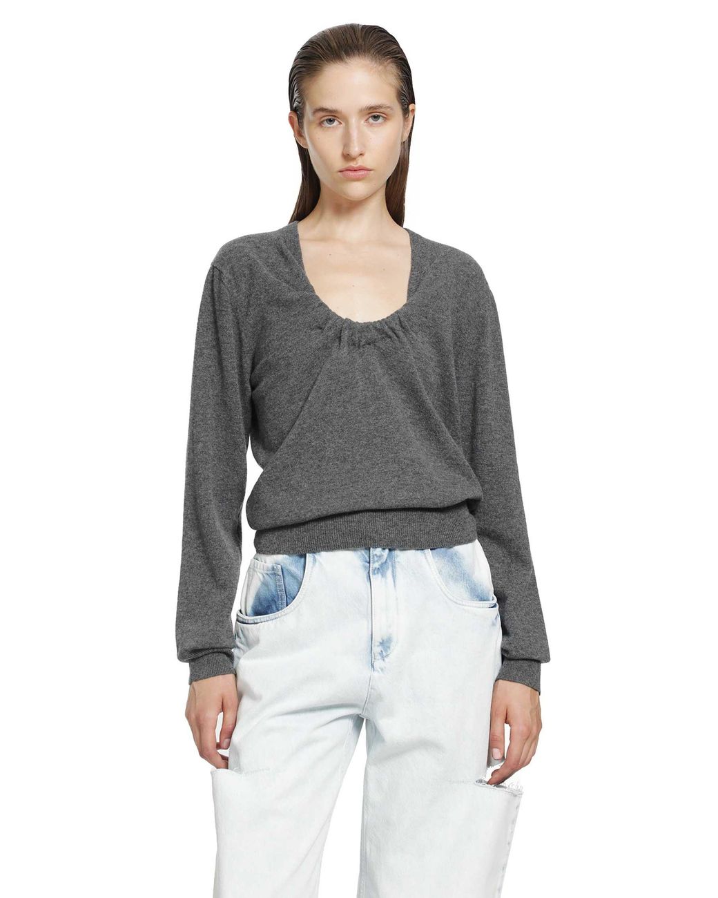 Maison Margiela Gray Twisted Knit Crewneck Sweater