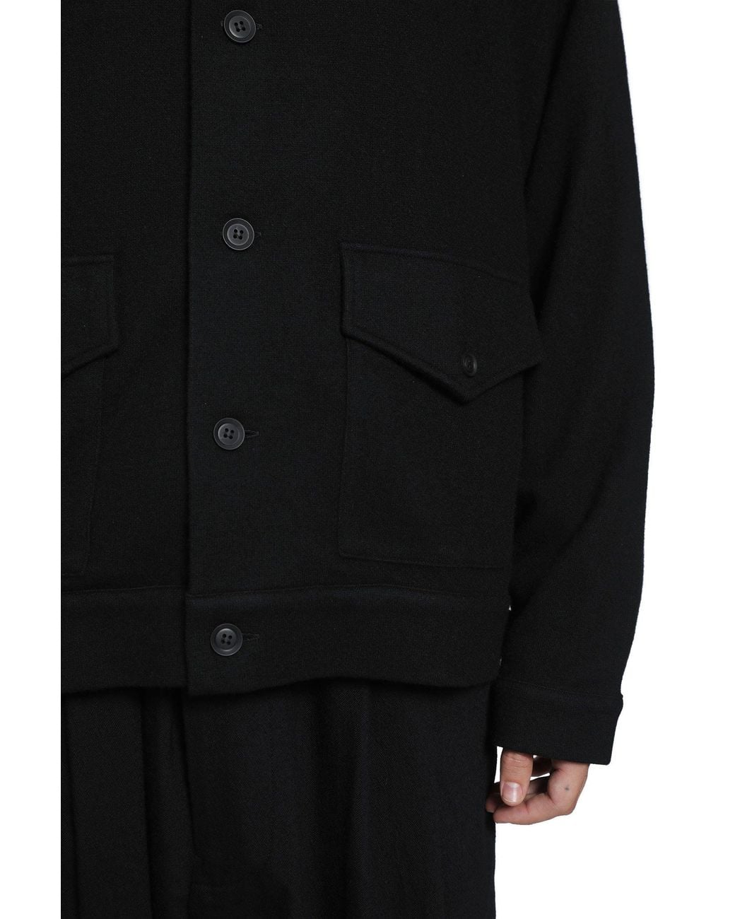 Yohji Yamamoto Black Stand Collar Blouson for men