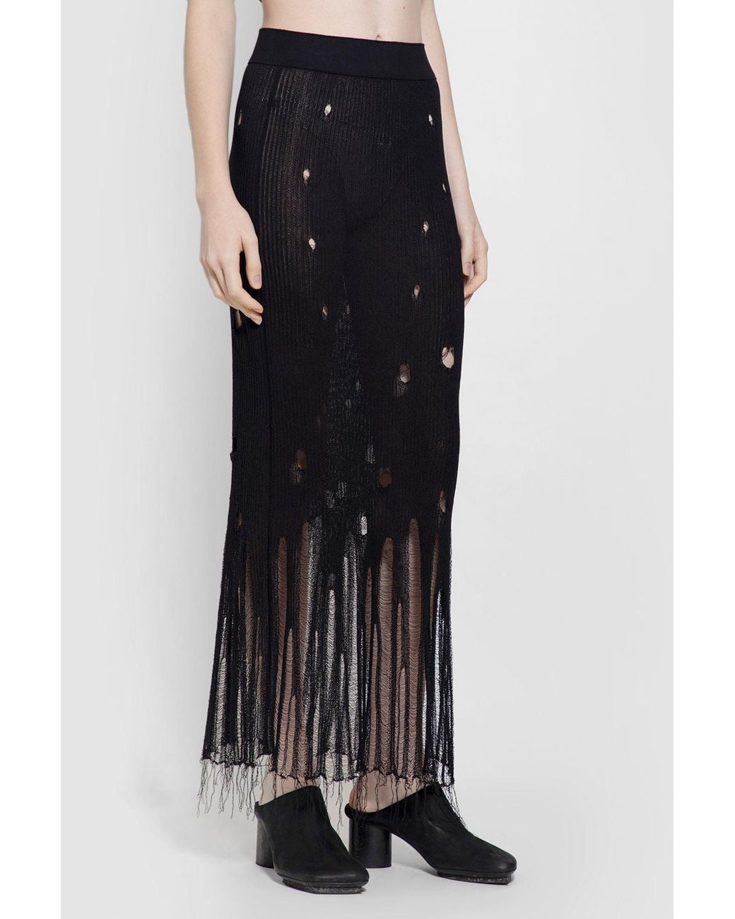 Uma Wang Black Shredded Skirt