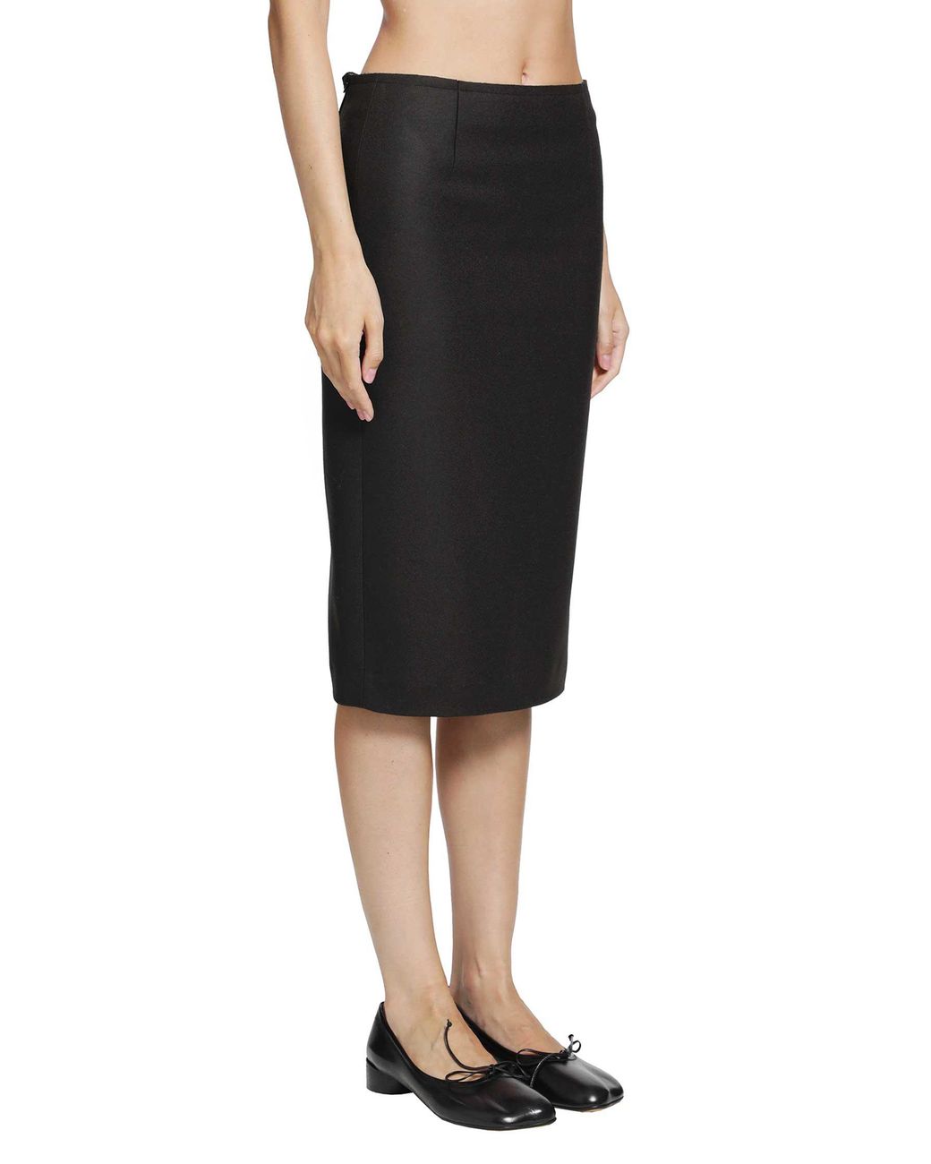 MM6 by Maison Margiela Black Wool Midi Skirt