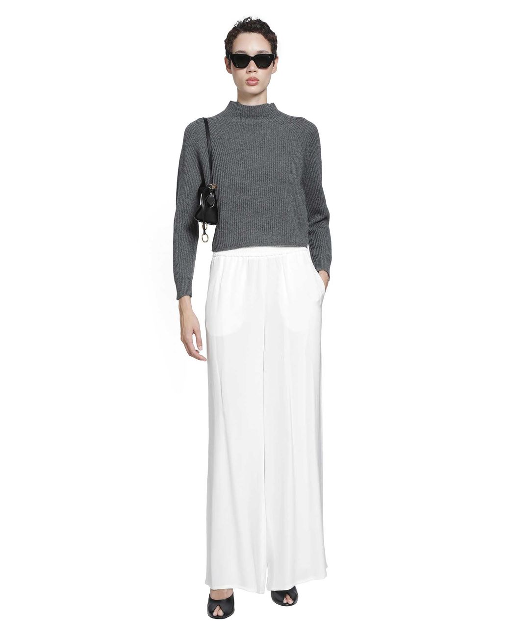 Max Mara Gray Ribbed Wool Jumper