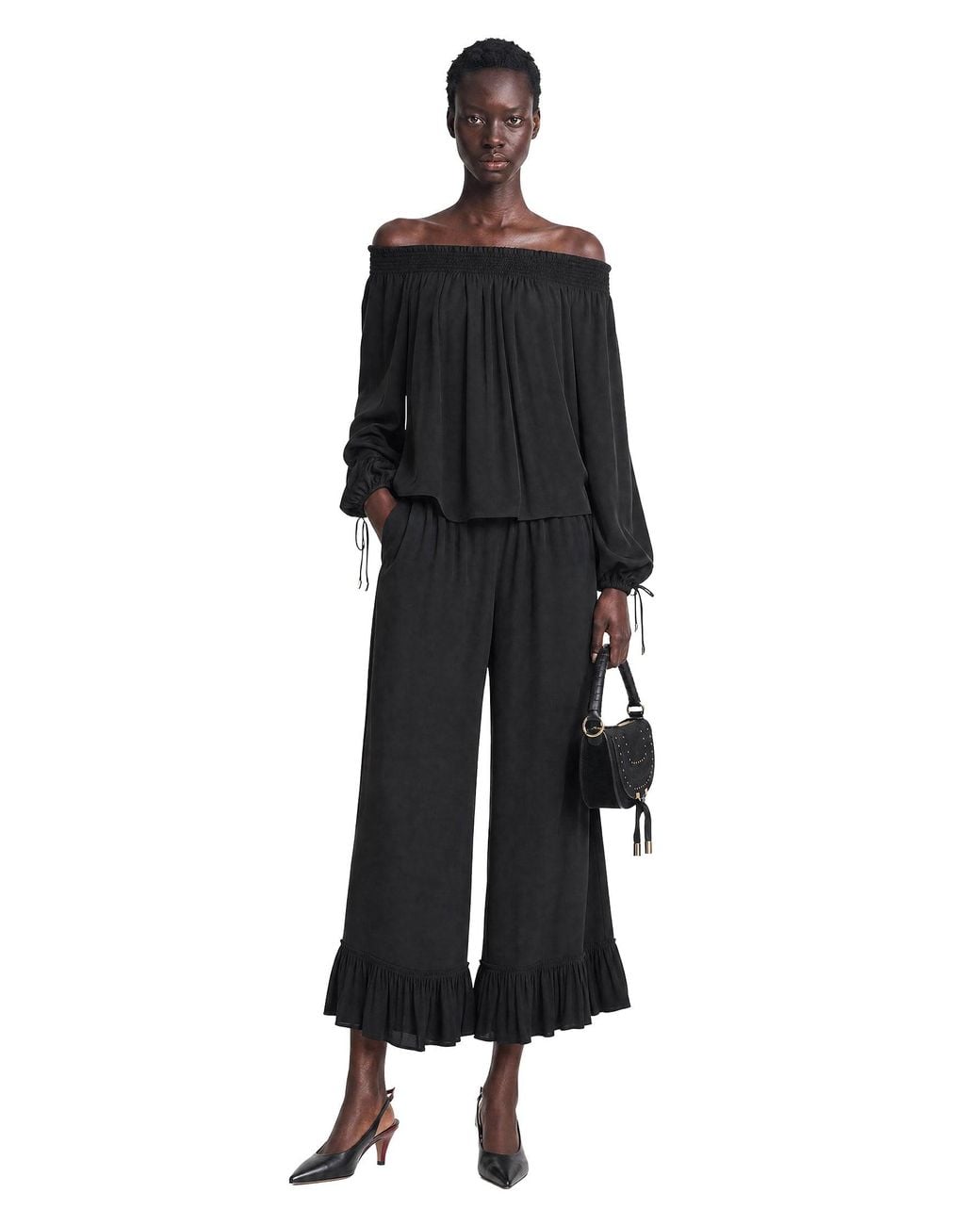 Chloé Black Cropped Fluid Pants