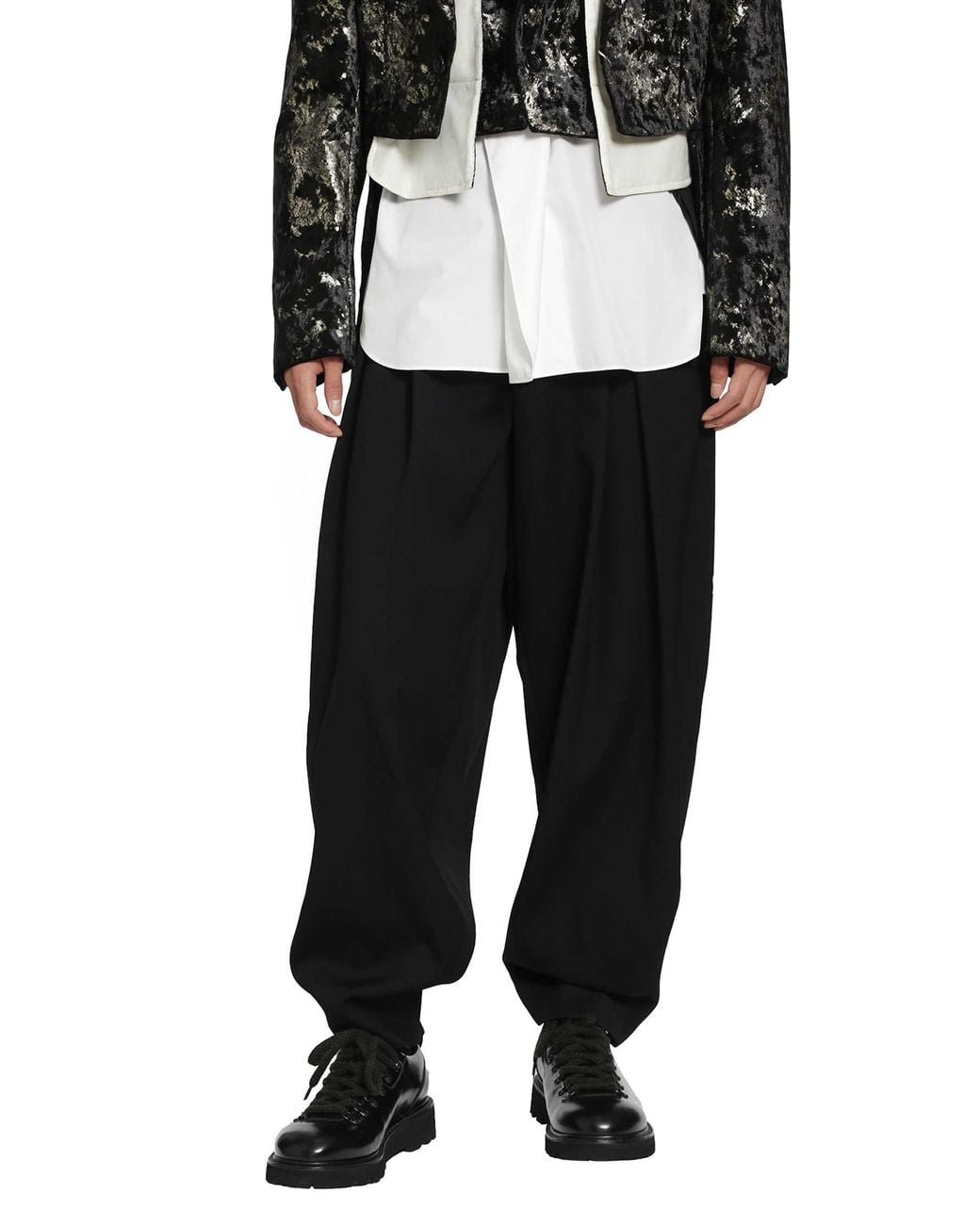 Comme des Garçons Black Pleated Wool Pants for men
