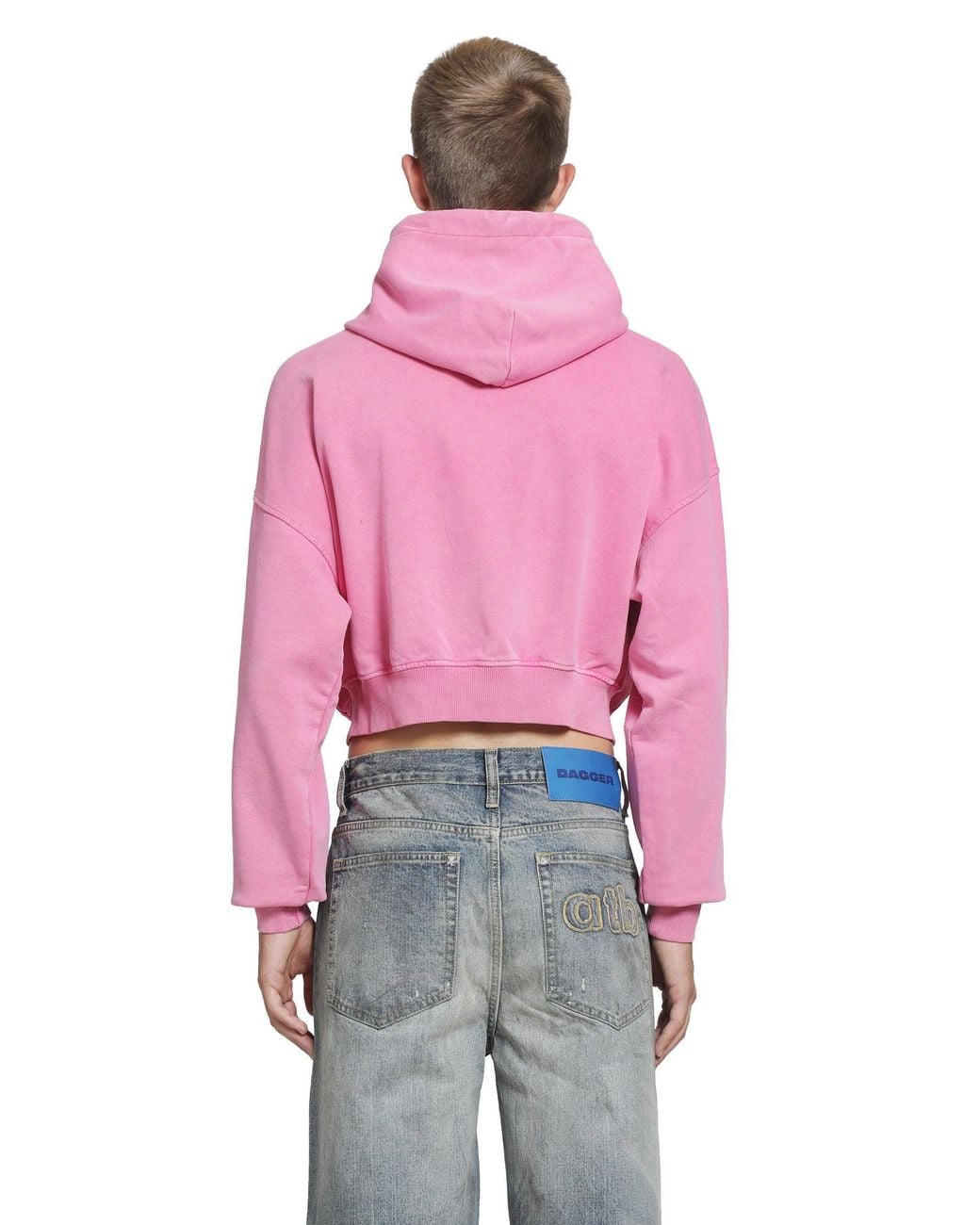 DAGGER Red Cropped Zip-Up Hoodie for men