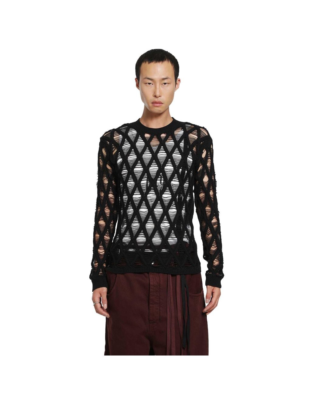 Ann Demeulemeester Black Carlos Diamond Stitch Sweater for men