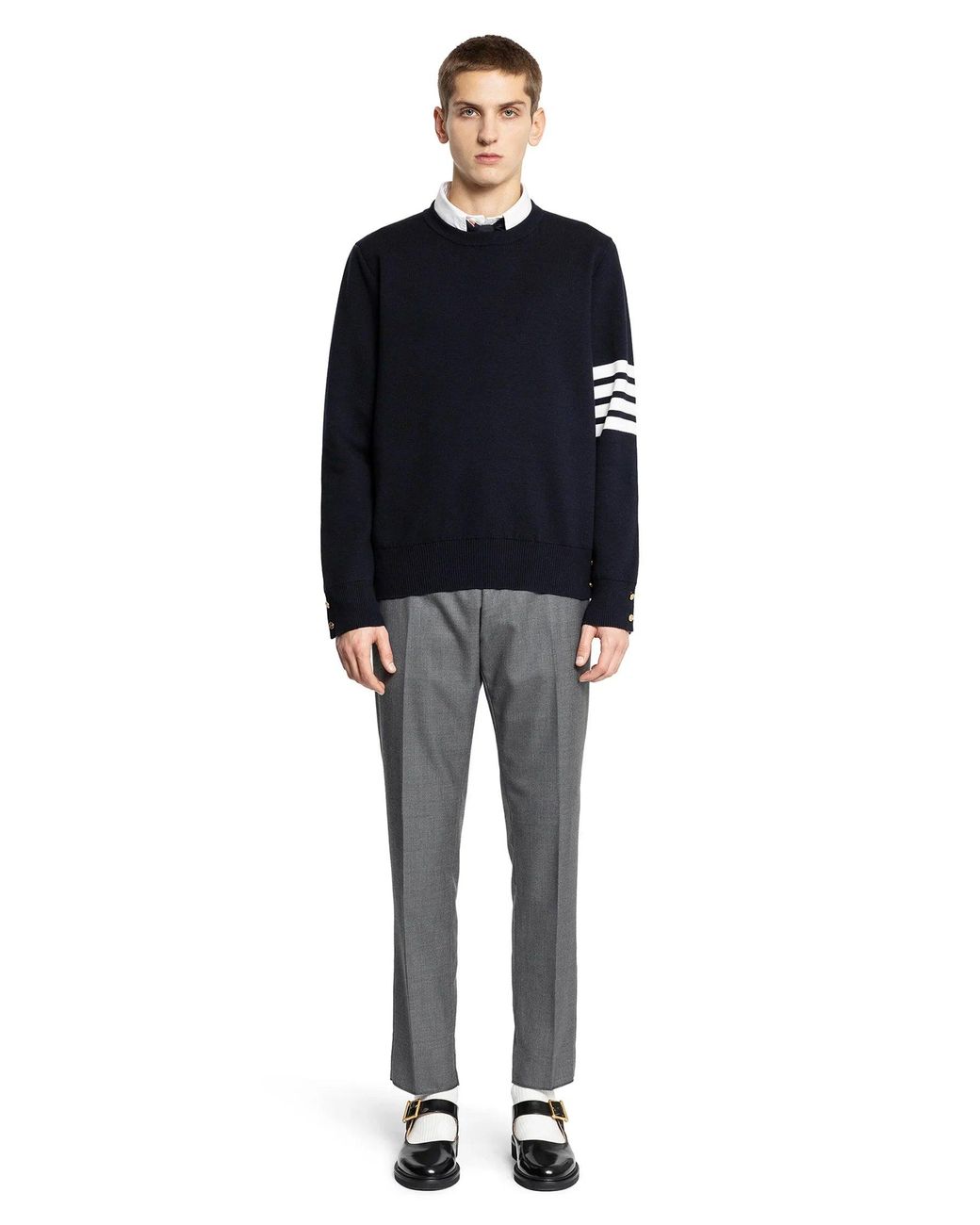 Thom Browne Blue Cotton Crêpe Sweater for men